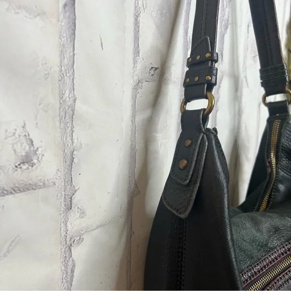 The Sak sequoia black gray leather hobo shoulder bag purse - Picture 4 of 10